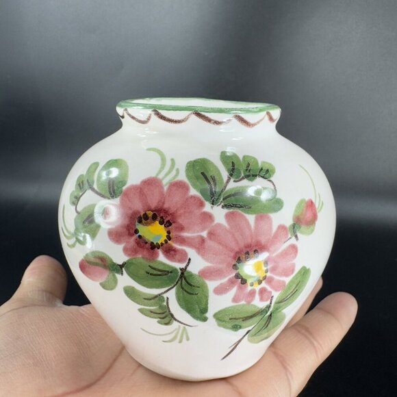 Vintage German Pottery Vase Vessel Flower Pot Planter Ceramic Flower Pattern VTG - Picture 12 of 12